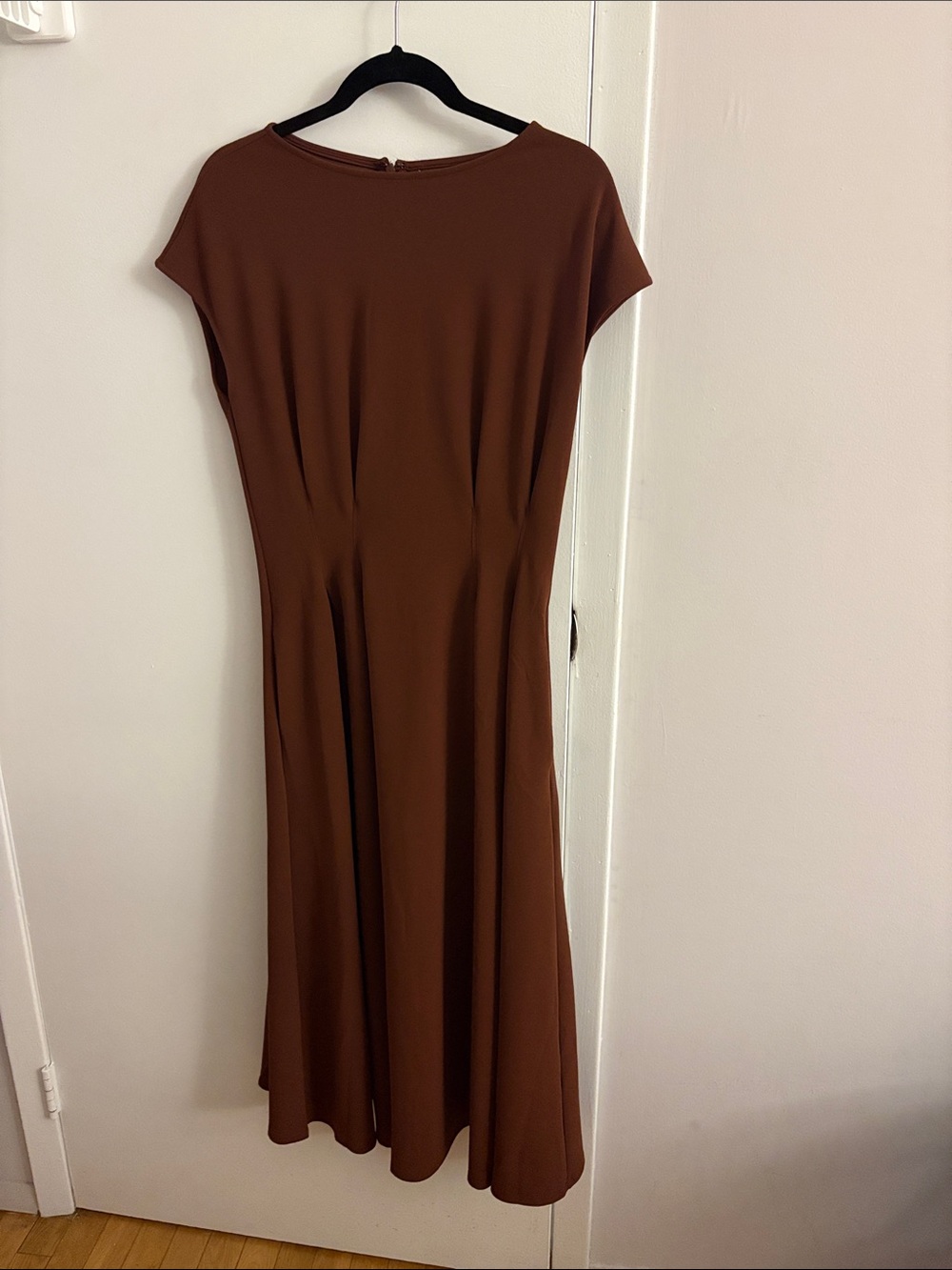 Nordstrom Rack Brown Pleated Waist Knit A-Line Dress